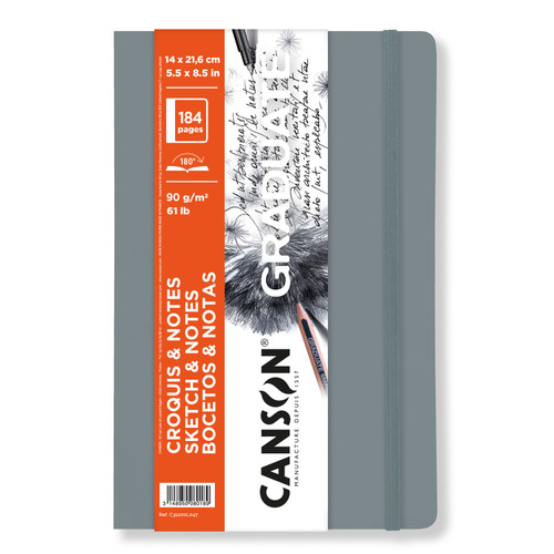 Canson Graduate Sketch & Notes Softcover Book Grey 5.5"x8.5"-92 sheets - 5A002ZV7-1H1BM - 3148950080189