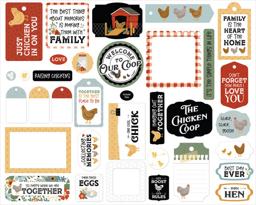 Chickens Ephemera-Chickens, Frames & Tags - 5A0030JJ-1H22X - 810179816810
