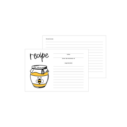 Echo Park Recipe Cards 4"X6"-Bee Happy - 5A0030LG-1H22W