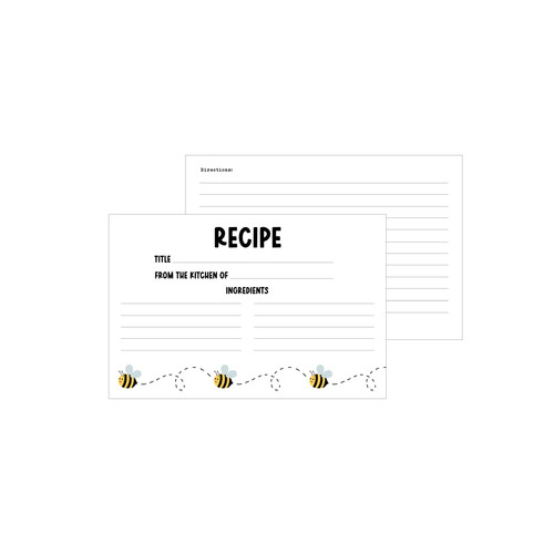 Echo Park Recipe Cards 4"X6"-Bee Happy - 5A0030LG-1H22W