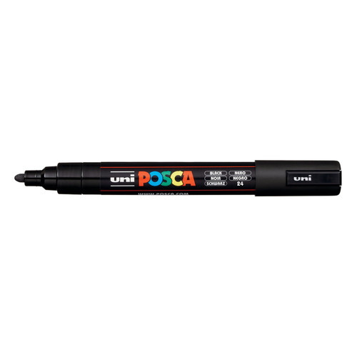 POSCA 5M Medium Bullet Tip 2.5mm Paint Marker-Black - PC-5M-9000