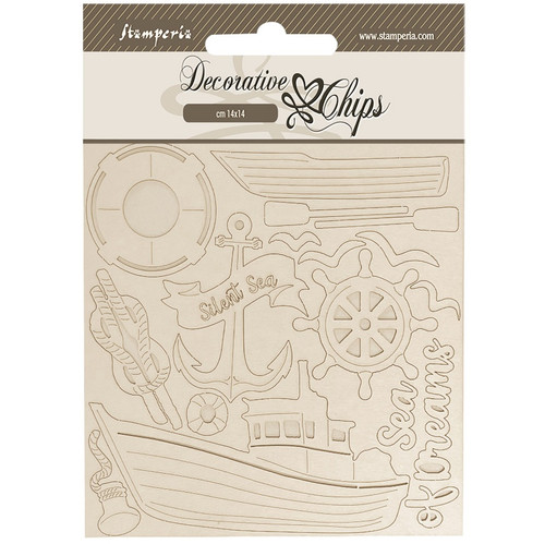 Stamperia Decorative Chips 5.5"X5.5"-Silent Sea Boat - 5A002XGJ-1GYGM - 5993110043317