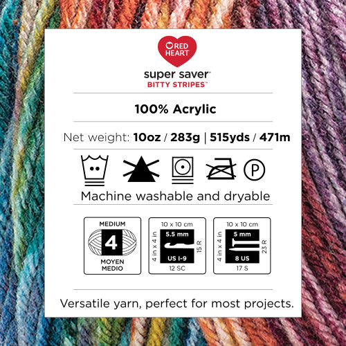 Red Heart Super Saver Bitty Stripes-Grapey - 5A002X8Q-1GY63 Red Heart Super Saver Bitty Stripes-Grapey - 5A002X8Q-1GY63