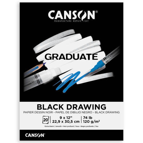 Canson Graduate Black Drawing Pad 9"X12"-20 Sheets - 5A002ZVD-1H1C8 - 3148950067227