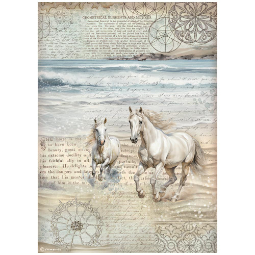Stamperia Rice Paper Sheet A4-Silent Sea Horses - 5A002XGZ-1GYGZ - 5993110042938