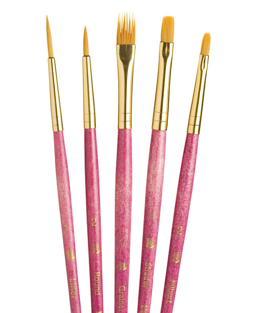 Princeton Real Value Golden Taklon Short Handle Brush Set-5/Pkg - 5A002ZST-1H15Z