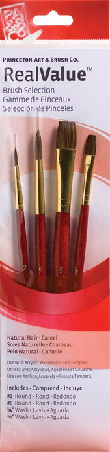 Princeton Natural Camel Real Value Short Handle Brush Set-4/Pkg - 5A002ZT7-1H163 - 757063918550
