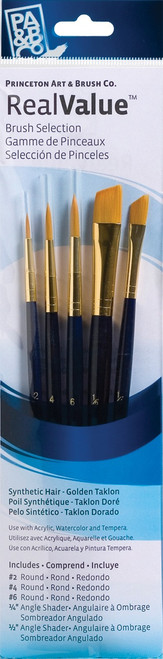 Synthetic Gold Taklon Real Value Brush Set-5/Pkg - P9139 - 757063918659