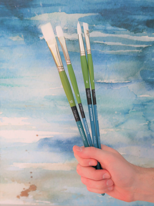 Princeton Snap! White Taklon Long Handle Brush-Flat Size 10 - 5A002ZQH-1H132 Princeton Snap! White Taklon Long Handle Brush-Flat Size 10 - 5A002ZQH-1H132