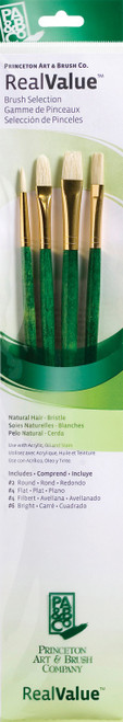 Princeton Real Value Long Handle Bristle Brush Set-4/Pkg 5A002ZSC-1H16B - 757063918536