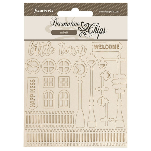 Stamperia Decorative Chips 5.5"X5.5"-Silent Sea Little town - 5A002XJ7-1GYF7 - 5993110044055