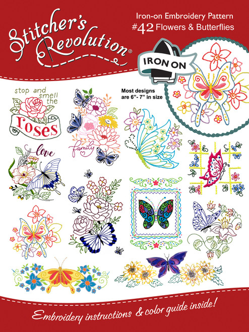 6 Pack - Stitcher's Revolution Iron-On Transfers-Flowers & Butterflies - SR-1H24S - 043272200426 6 Pack - Stitcher's Revolution Iron-On Transfers-Flowers & Butterflies - SR-1H24S - 043272200426
