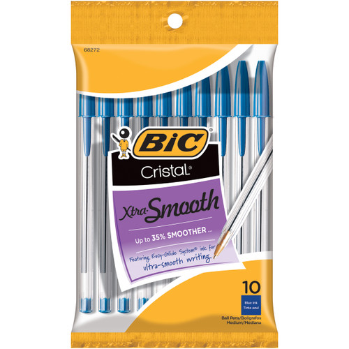 BIC Cristal Xtra Smooth Pens 10/Pkg-Blue - MSP101BU - 070330682726 BIC Cristal Xtra Smooth Pens 10/Pkg-Blue - MSP101BU - 070330682726