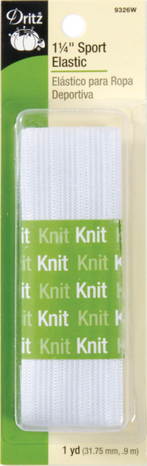 4 Pack - Dritz Knit Sport Elastic 1-1/4"X1yd-White - 9326-W - 072879093261