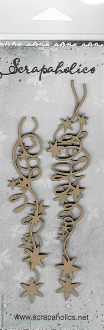 Scrapaholics Laser Cut Chipboard 1.8mm Thick-Scribble Star Dangles, 4/Pkg, 1"-6" - S53610 - 099654253610