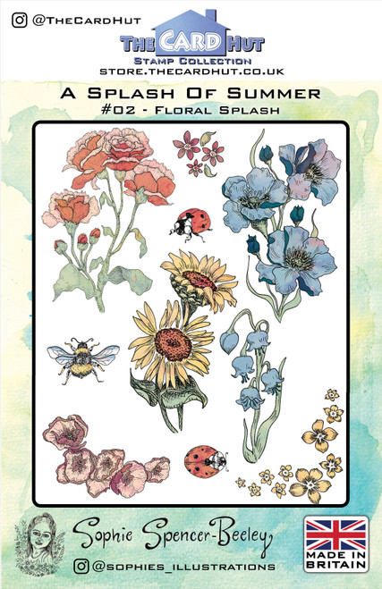 The Card Hut Clear Stamps 6"X8" By Sophie Spencer-Beeley-Splash Of Summer - Floral Splash - SSB002 The Card Hut Clear Stamps 6"X8" By Sophie Spencer-Beeley-Splash Of Summer - Floral Splash - SSB002