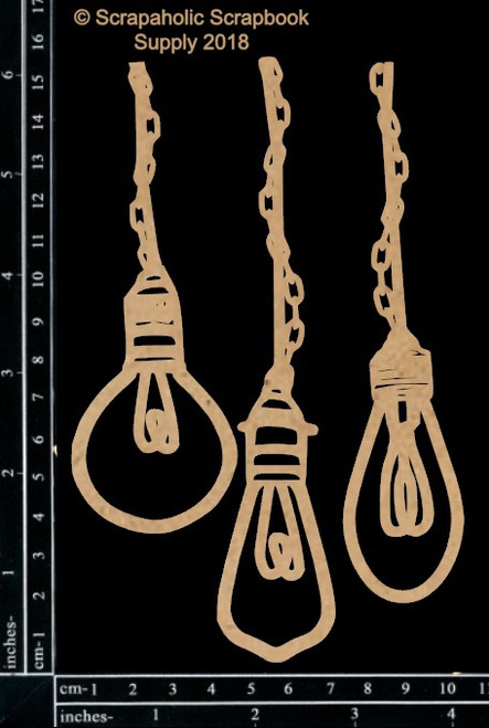 Scrapaholics Laser Cut Chipboard 1.8mm Thick-Industrial Light Bulbs, 3/Pkg, 1"-6" - S50381
