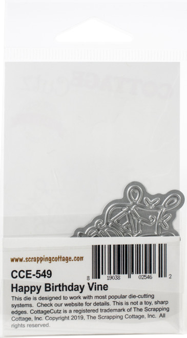 CottageCutz Elites Die-Happy Birthday Vine, 3"X1.3" - CCE549
