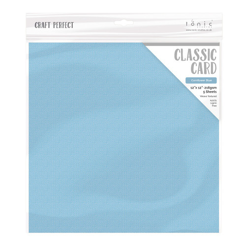 Craft Perfect Weave Texture 80lb Cardstock 12"X12" 5/Pkg-Cornflower Blue - CARD 12-9166 - 5060517141660