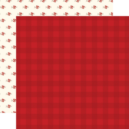 Hello Christmas Double-Sided Cardstock 12"X12"-Red Plaid - CBHC124-10 - 787790204916