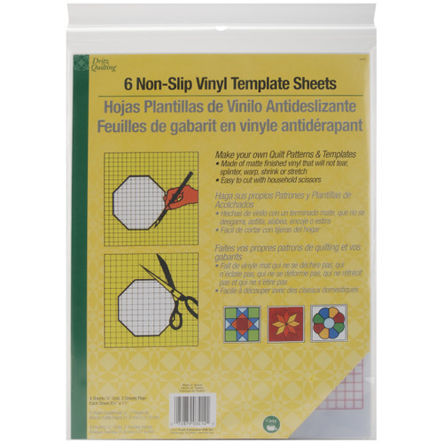 Dritz Quilting Non-Slip Vinyl Template Sheets 6/Pkg-8.5"X11" - 3414 - 072879034141