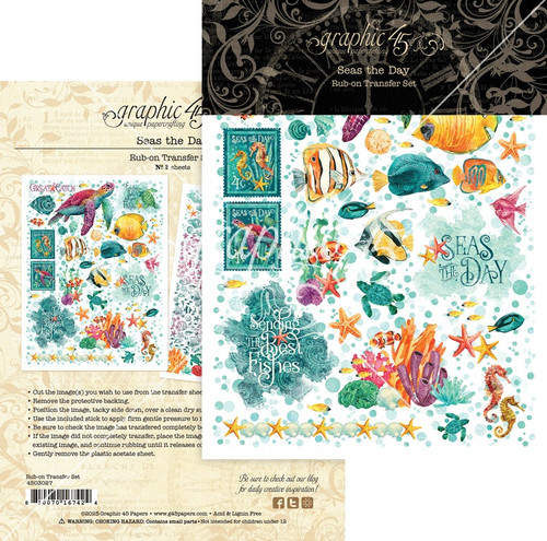 2 Pack - Graphic 45 Rub-On Transfers-Seas The Day - 5A0031LK-1H32J - 810070167424
