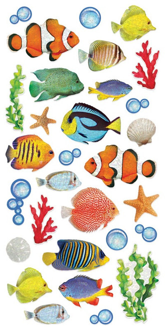Paper House Holographic Foil Decorative Stickers-Tropical Fish - 5A0031NP-1H36S - 767636139626