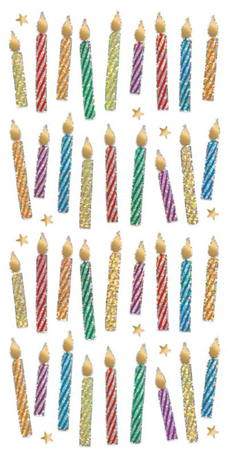 6 Pack Paper House Holographic Foil Decorative Stickers-Birthday Candles 5A0031NQ-1H36R - 767636139633