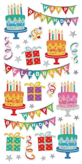 6 Pack Paper House Holographic Foil Decorative Stickers-Birthday Cakes 5A0031MV-1H36W - 767636139664