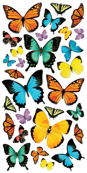 6 Pack Paper House Decorative Stickers-Large Butterflies 5A0031MM-1H36X - 767636139541
