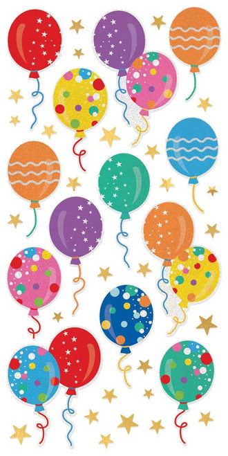 6 Pack Paper House Holographic Foil Decorative Stickers-Birthday Balloons 5A0031MN-1H36Z - 767636139657