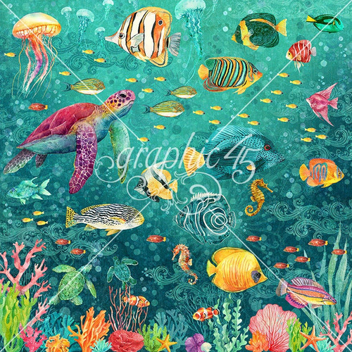 15 Pack Seas The Day Double-Sided Cardstock 12"X12"-Dive Into Happiness 5A0031LY-1H32R