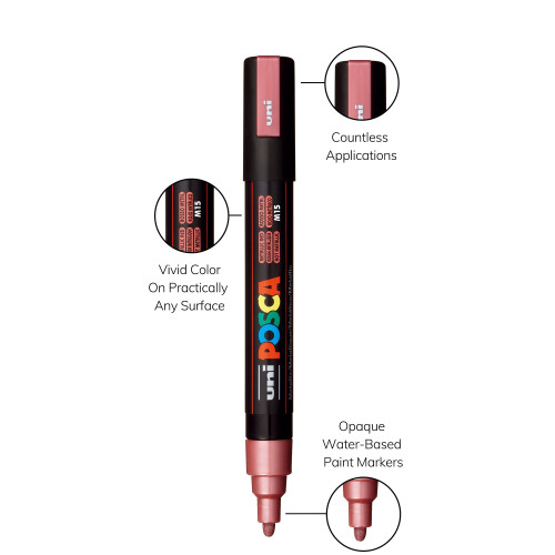 POSCA 5M Medium Bullet Tip 2.5mm Paint Marker-Metallic Red - PC-5M-1H2QB POSCA 5M Medium Bullet Tip 2.5mm Paint Marker-Metallic Red - PC-5M-1H2QB