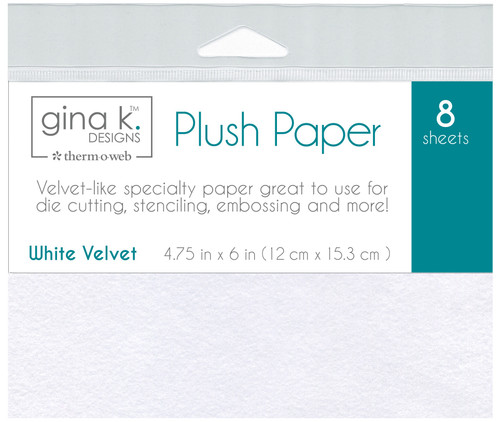 Gina K Designs Plush Papers 4.75"X6" 8/Pkg-White Velvet - 5A0031D5-1H30P - 000943182207