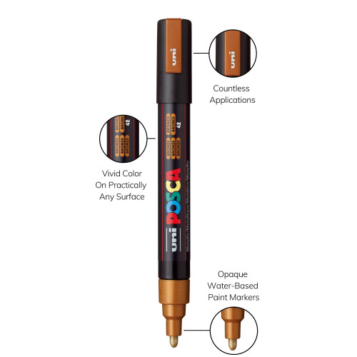 POSCA 5M Medium Bullet Tip 2.5mm Paint Marker-Bronze - PC-5M-1H2QN POSCA 5M Medium Bullet Tip 2.5mm Paint Marker-Bronze - PC-5M-1H2QN