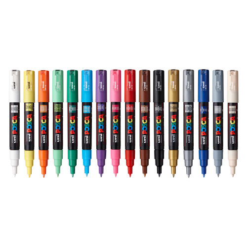 POSCA 1M Paint Marker X-Fine Bullet Tip .7mm 16/Pkg-Basic - 5A003163-1H2S7