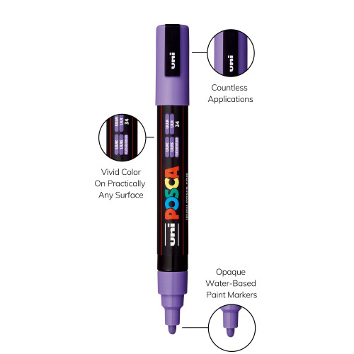 POSCA 5M Medium Bullet Tip 2.5mm Paint Marker-Lilac - PC-5M-1H2SN POSCA 5M Medium Bullet Tip 2.5mm Paint Marker-Lilac - PC-5M-1H2SN