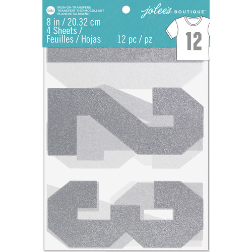 Jolee's Iron-On Numbers 8"-Silver Glitter - 50-40684 - 015586850413