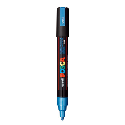 POSCA 5M Medium Bullet Tip 2.5mm Paint Marker-Metallic Blue - PC-5M-1H2SD - 4902778113554