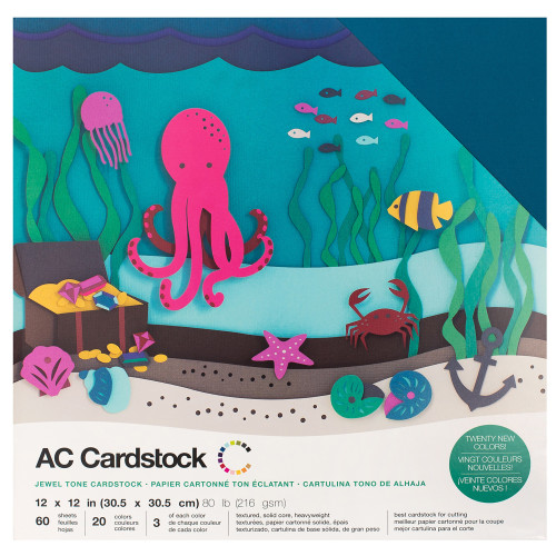 American Crafts Textured Cardstock Pack 12"X12" 60/Pkg-Jewel - AC376996-76996 - 718813769969