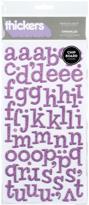 3 Pack - American Crafts Chipboard Alphabet Stickers-Sprinkles-Lavender Glitter, 134/Pkg - 42891 - 718813428910 3 Pack - American Crafts Chipboard Alphabet Stickers-Sprinkles-Lavender Glitter, 134/Pkg - 42891 - 718813428910