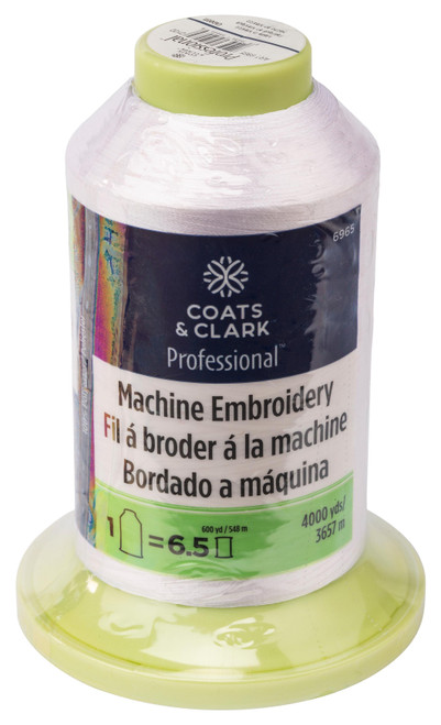 Coats Professional Machine Embroidery Thread 4000yd-White - 6965-0100 - 073650050039 Coats Professional Machine Embroidery Thread 4000yd-White - 6965-0100 - 073650050039