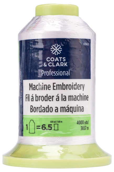 Coats Professional Machine Embroidery Thread 4000yd-White - 6965-0100