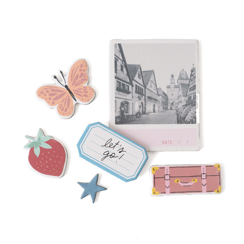 Maggie Holmes Round Trip Chipboard Stickers 12"X12"-Icons & Phrase - MH013657