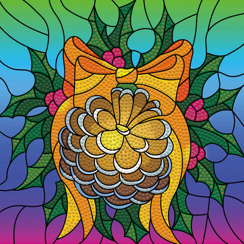 Leisure Arts Diamond Art Beginner Kit 8"X8"-Pinecone Wreath - 57214