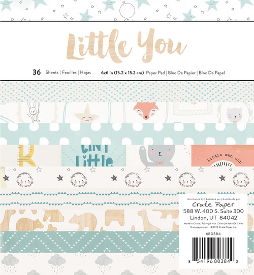 3 Pack - Crate Paper Single-Sided Paper Pad 6"X6" 36/Pkg-Little You Boy, 12 Designs/3 Each - LY680384 - 854196803842