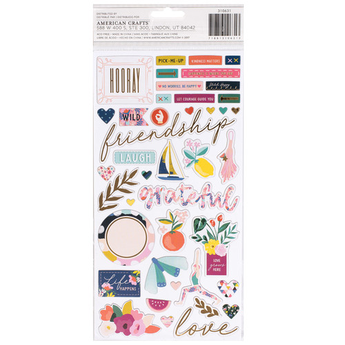 3 Pack - Paige Evans Pick Me Up Thickers Stickers 5.5"X11" 87/Pkg-Icons & Words/Gold Foil Accent Chipboard - 310631 3 Pack - Paige Evans Pick Me Up Thickers Stickers 5.5"X11" 87/Pkg-Icons & Words/Gold Foil Accent Chipboard - 310631