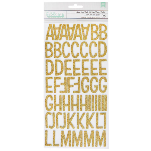 3 Pack - Sunshine & Good Times Thickers Stickers 5.5"X11" 117/Pkg-Shine On Alpha/Gold Glittered Foam - 345714 - 718813457149