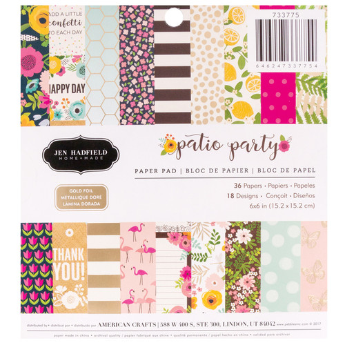 3 Pack - Pebbles Single-Sided Paper Pad 6"X6" 36/Pkg-Patio Party, 18 Designs/2 Each - 733775 - 646247337754