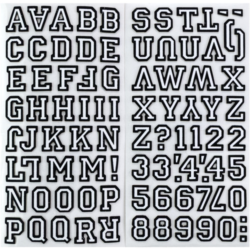 3 Pack - Thickers Chipboard Flocked Stickers 2/Pkg-Letterman - Black - 43070